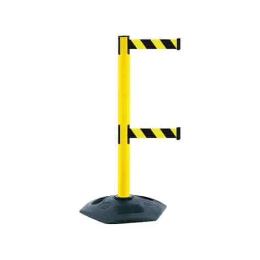 Heavy Duty Dual Line Post Stanchion In Safety Yellow